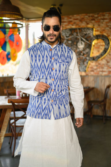 Blue Patterned Reversible Jacket - NamegStore